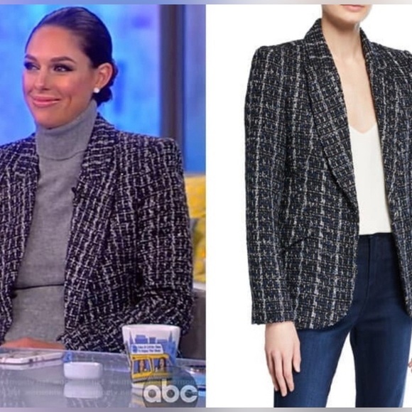 L’Agence Chamberlain blazer jacket blue black tweed - Picture 1 of 10